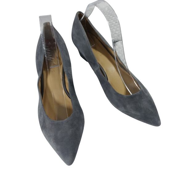 TALBOTS! SOFT DOVE GRAY GENUINE SUEDE LEATHER WEDGE HEEL PUMPS, HEELS! SZ 9M - Picture 2 of 12
